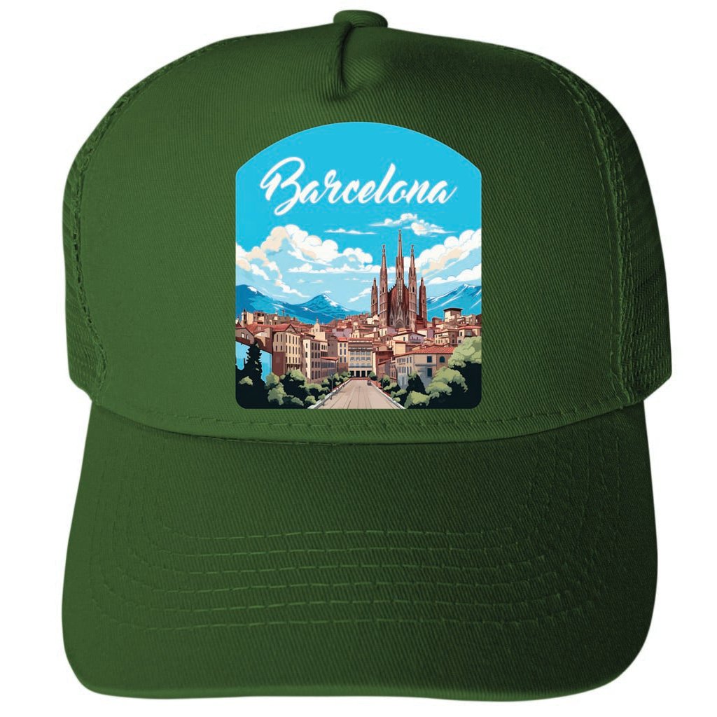 Barcelona Spain Design A Unisex Mesh Back Trucker Hat with Adjustable Snapback Image 2