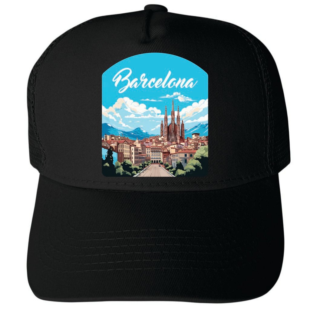 Barcelona Spain Design A Unisex Mesh Back Trucker Hat with Adjustable Snapback Image 3