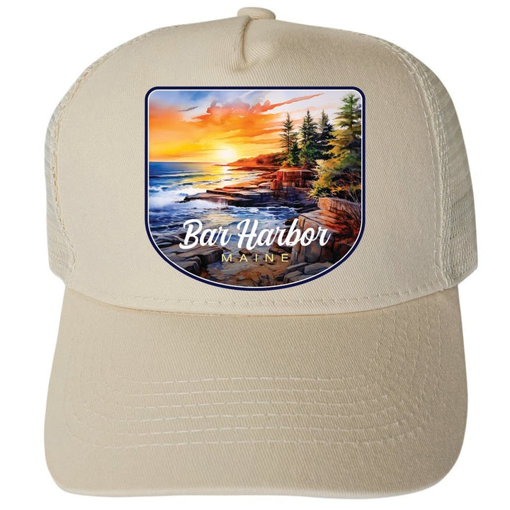 Bar Harbor Maine Design B Unisex Mesh Back Trucker Hat with Adjustable Snapback Image 2