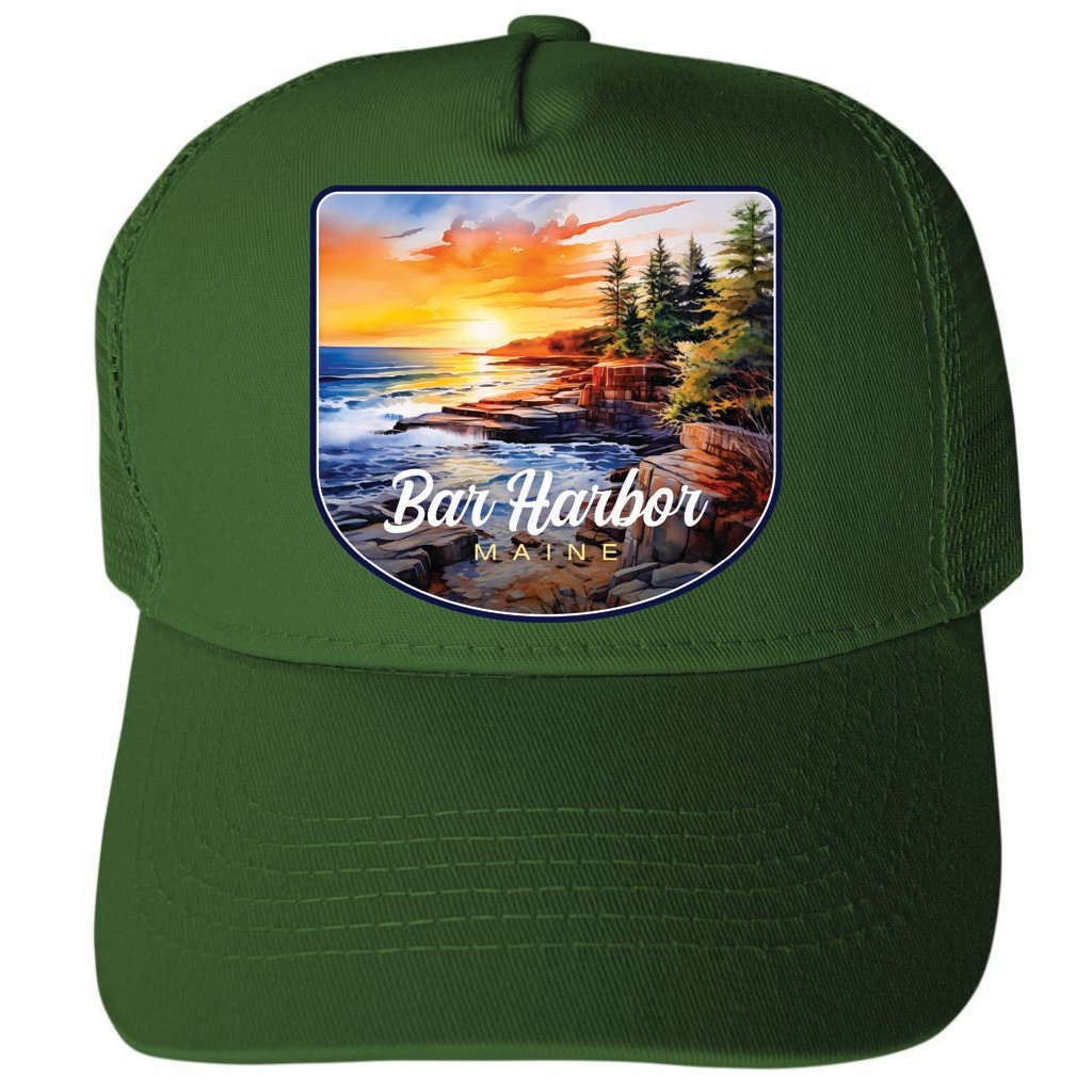 Bar Harbor Maine Design B Unisex Mesh Back Trucker Hat with Adjustable Snapback Image 3