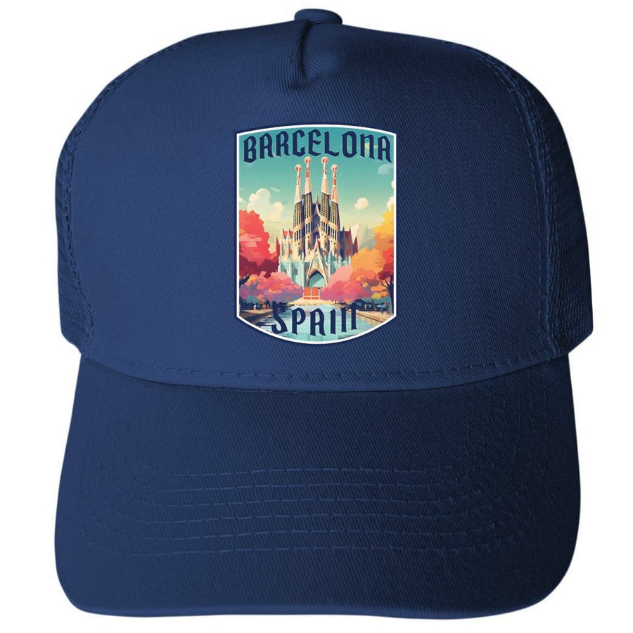 Barcelona Spain Design C Unisex Mesh Back Trucker Hat with Adjustable Snapback Image 1