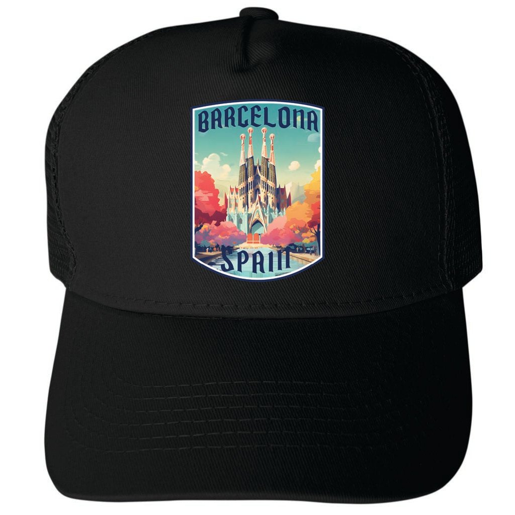 Barcelona Spain Design C Unisex Mesh Back Trucker Hat with Adjustable Snapback Image 2