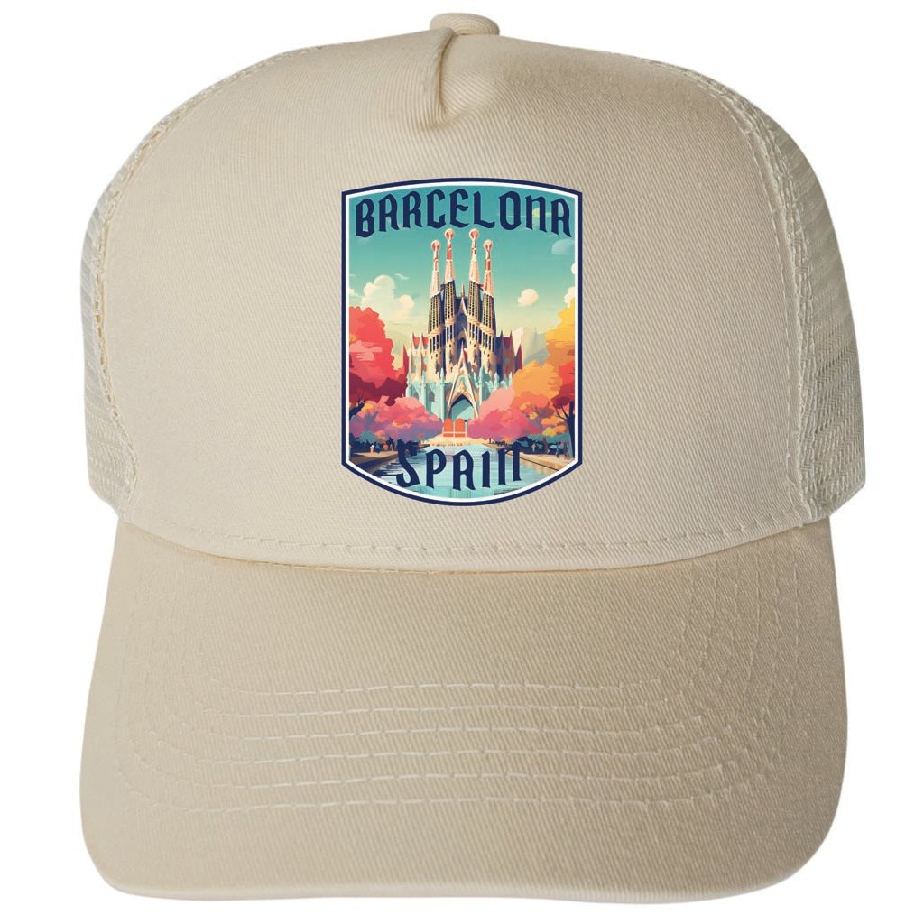 Barcelona Spain Design C Unisex Mesh Back Trucker Hat with Adjustable Snapback Image 3