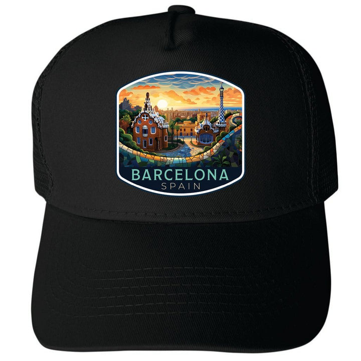 Barcelona Spain Design B Unisex Mesh Back Trucker Hat with Adjustable Snapback Image 1