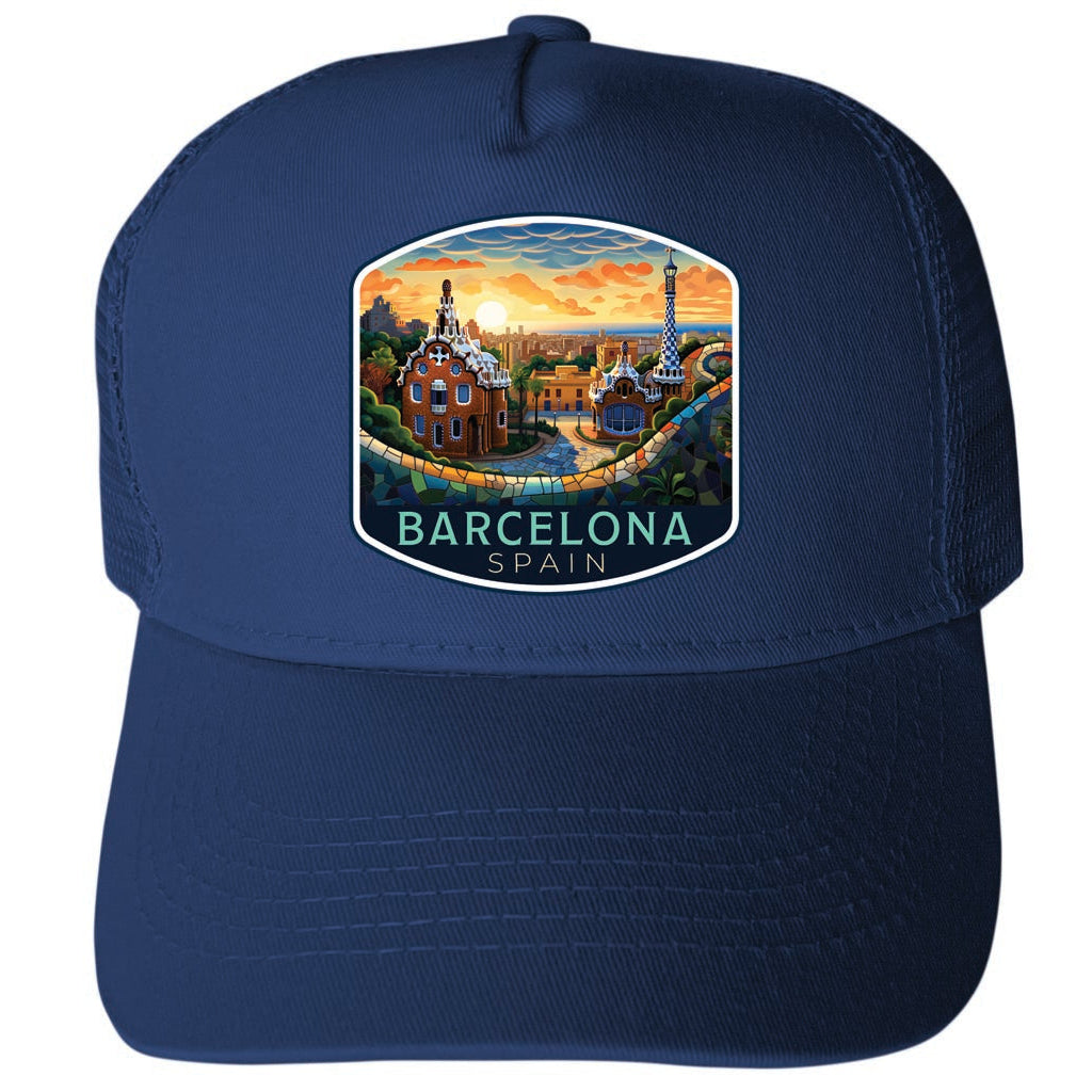 Barcelona Spain Design B Unisex Mesh Back Trucker Hat with Adjustable Snapback Image 2