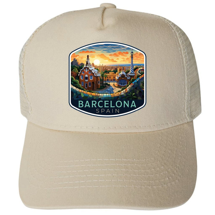 Barcelona Spain Design B Unisex Mesh Back Trucker Hat with Adjustable Snapback Image 3