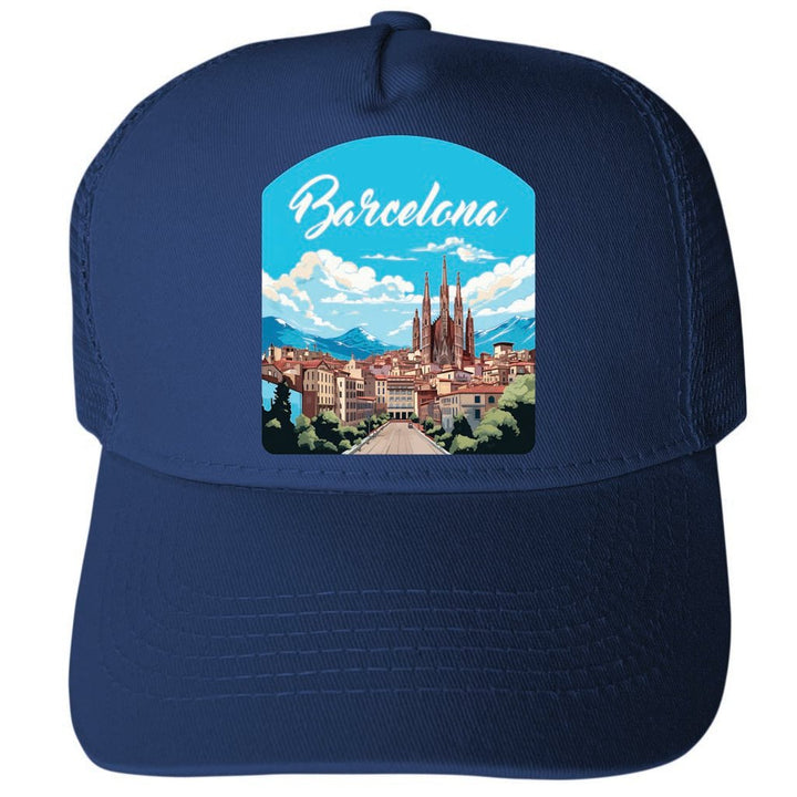 Barcelona Spain Design A Unisex Mesh Back Trucker Hat with Adjustable Snapback Image 4