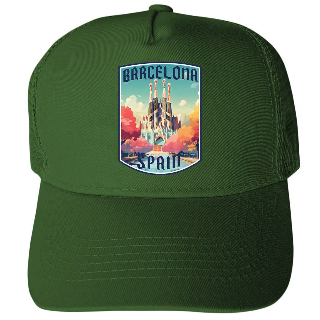 Barcelona Spain Design C Unisex Mesh Back Trucker Hat with Adjustable Snapback Image 4