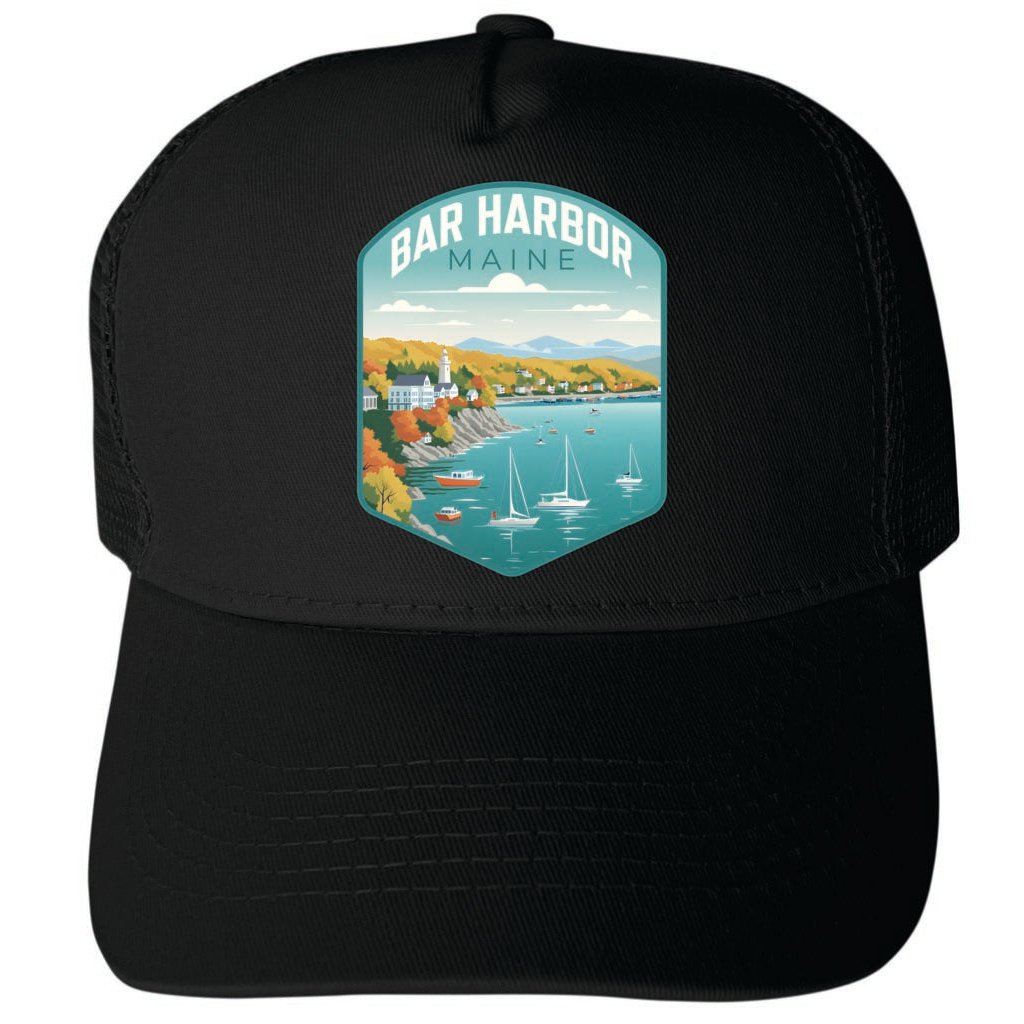 Bar Harbor Maine Design A Unisex Mesh Back Trucker Hat with Adjustable Snapback Image 1