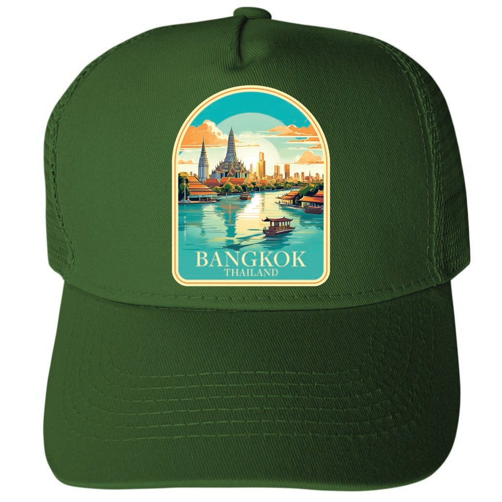 Bangkok Thailand Design A Unisex Mesh Back Trucker Hat with Adjustable Snapback Image 1