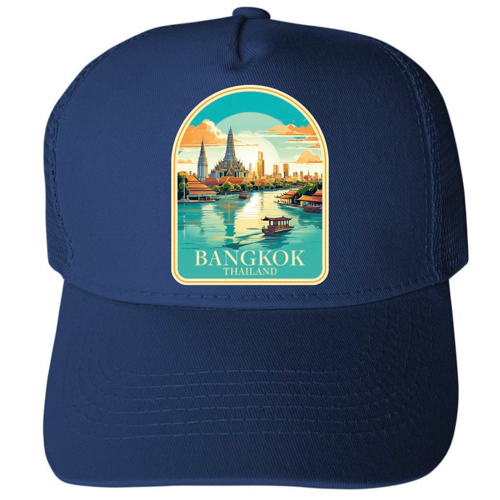 Bangkok Thailand Design A Unisex Mesh Back Trucker Hat with Adjustable Snapback Image 2