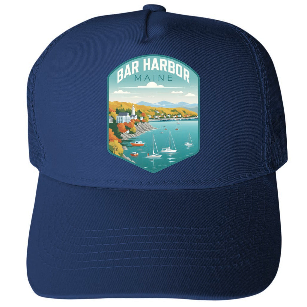 Bar Harbor Maine Design A Unisex Mesh Back Trucker Hat with Adjustable Snapback Image 2