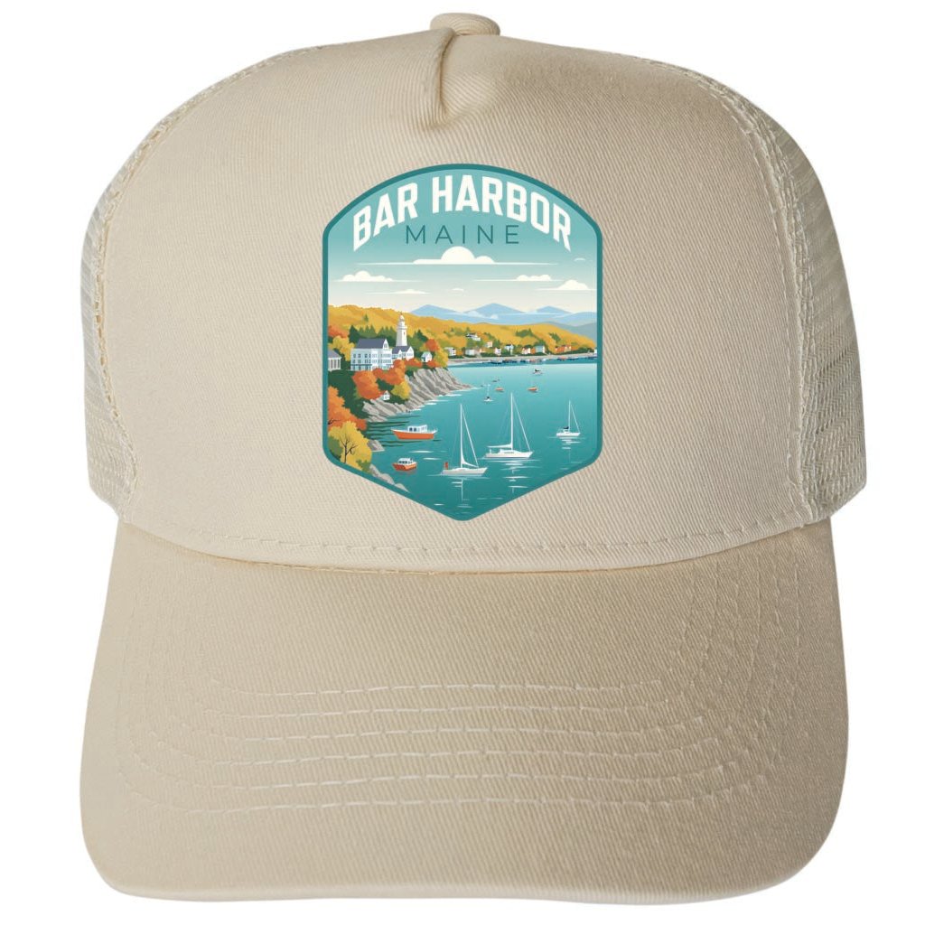 Bar Harbor Maine Design A Unisex Mesh Back Trucker Hat with Adjustable Snapback Image 4