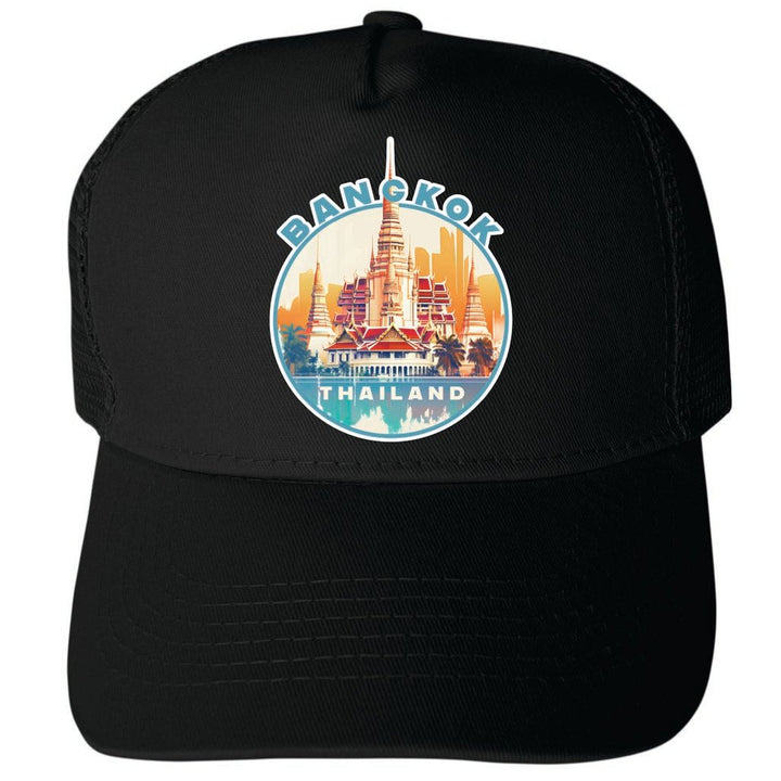 Bangkok Thailand Design C Unisex Mesh Back Trucker Hat with Adjustable Snapback Image 3