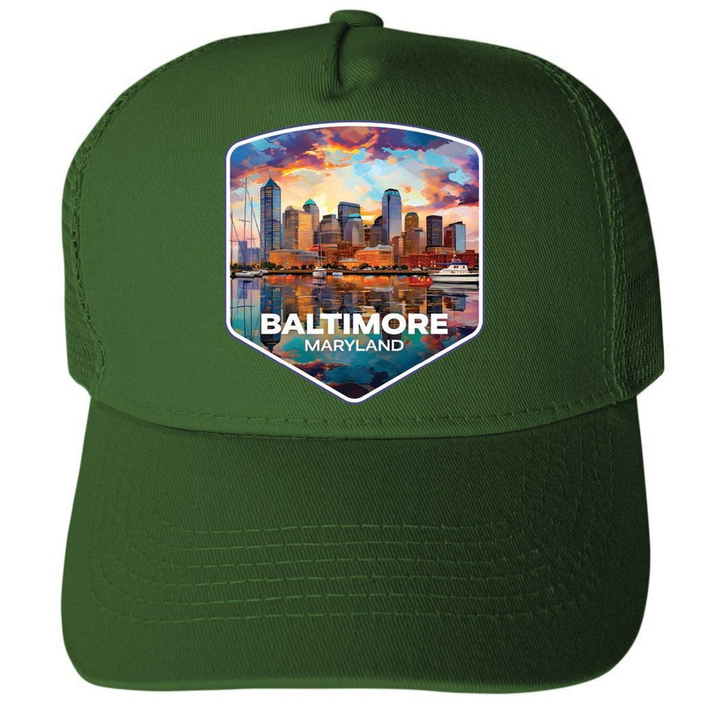 Baltimore Maryland Design A Unisex Mesh Back Trucker Hat with Adjustable Snapback Image 2