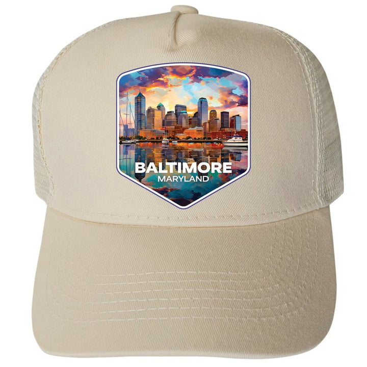 Baltimore Maryland Design A Unisex Mesh Back Trucker Hat with Adjustable Snapback Image 3