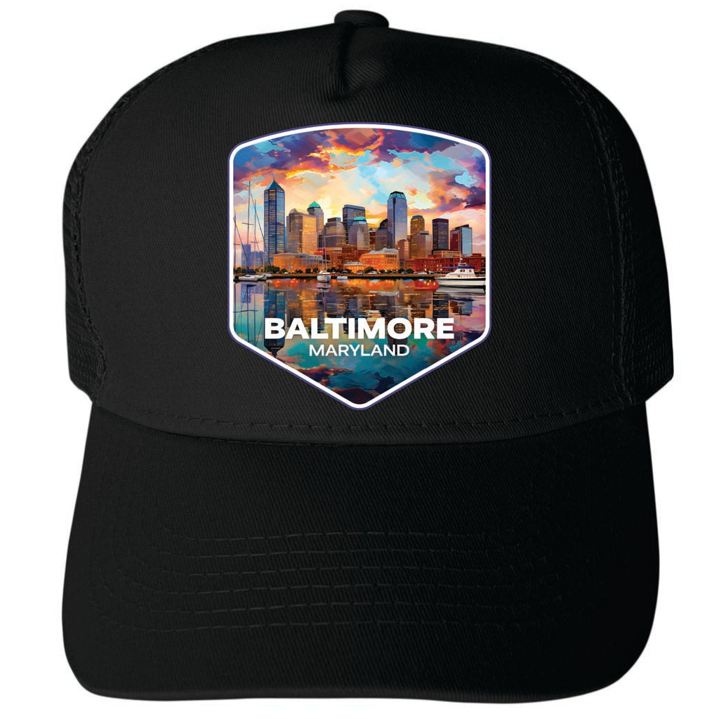 Baltimore Maryland Design A Unisex Mesh Back Trucker Hat with Adjustable Snapback Image 4