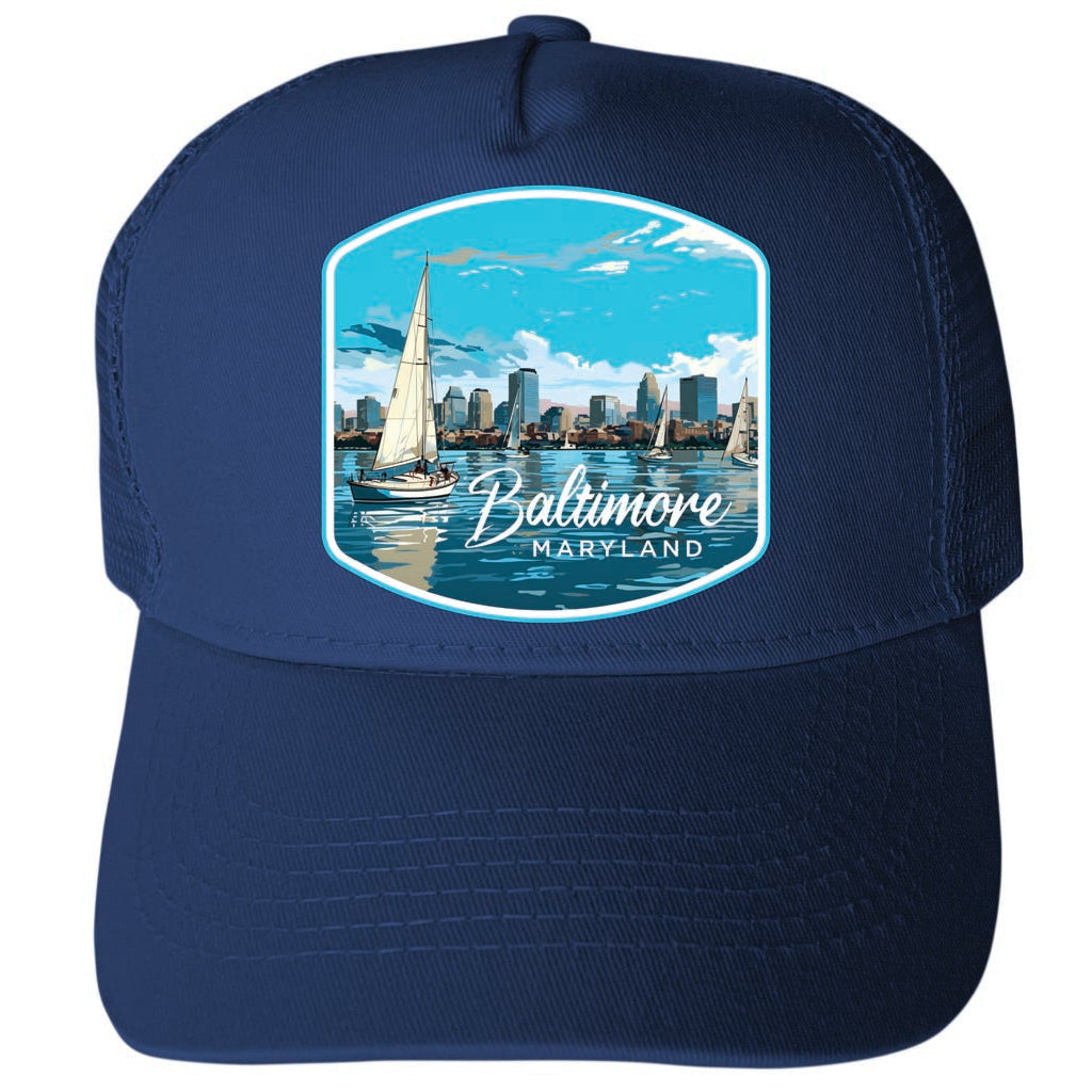 Baltimore Maryland Design B Unisex Mesh Back Trucker Hat with Adjustable Snapback Image 2