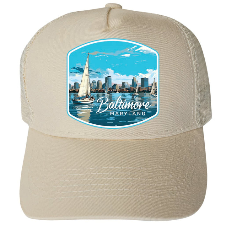 Baltimore Maryland Design B Unisex Mesh Back Trucker Hat with Adjustable Snapback Image 3