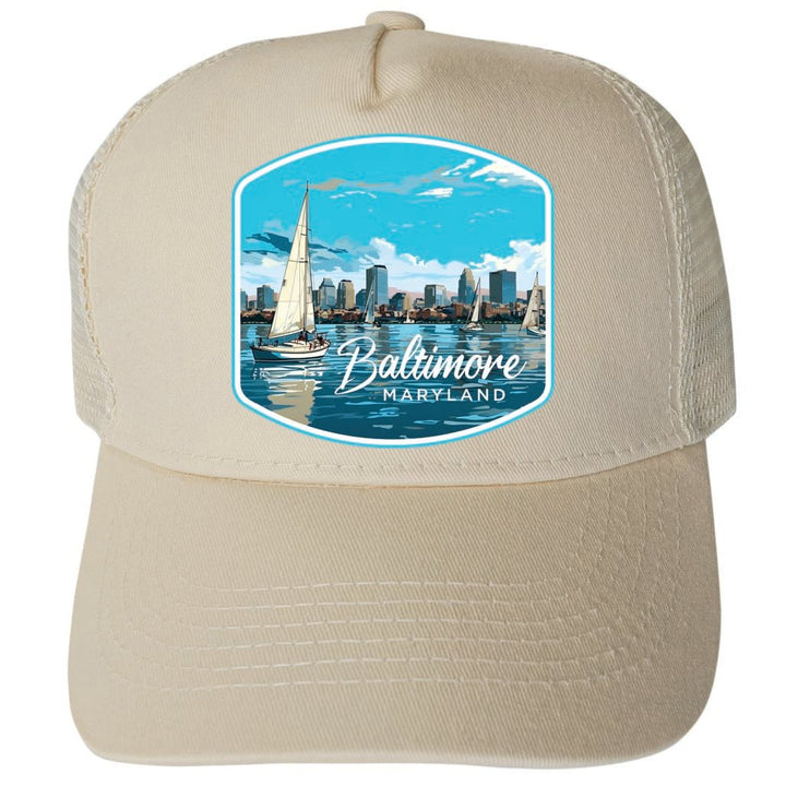 Baltimore Maryland Design B Unisex Mesh Back Trucker Hat with Adjustable Snapback Image 1