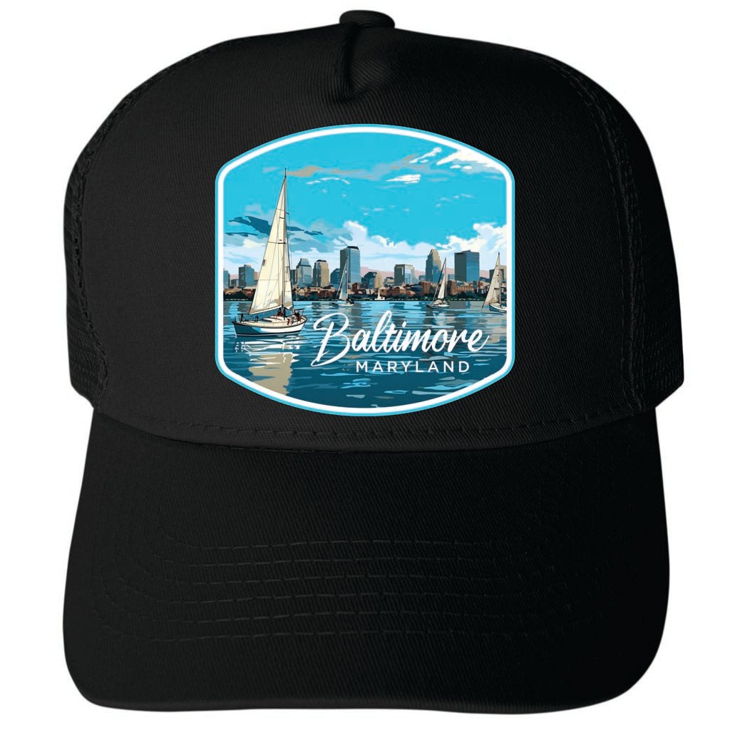 Baltimore Maryland Design B Unisex Mesh Back Trucker Hat with Adjustable Snapback Image 4