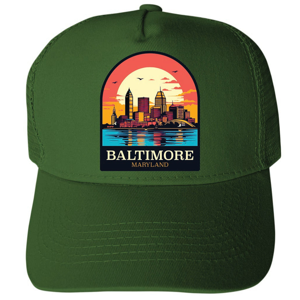 Baltimore Maryland Design C Unisex Mesh Back Trucker Hat with Adjustable Snapback Image 2