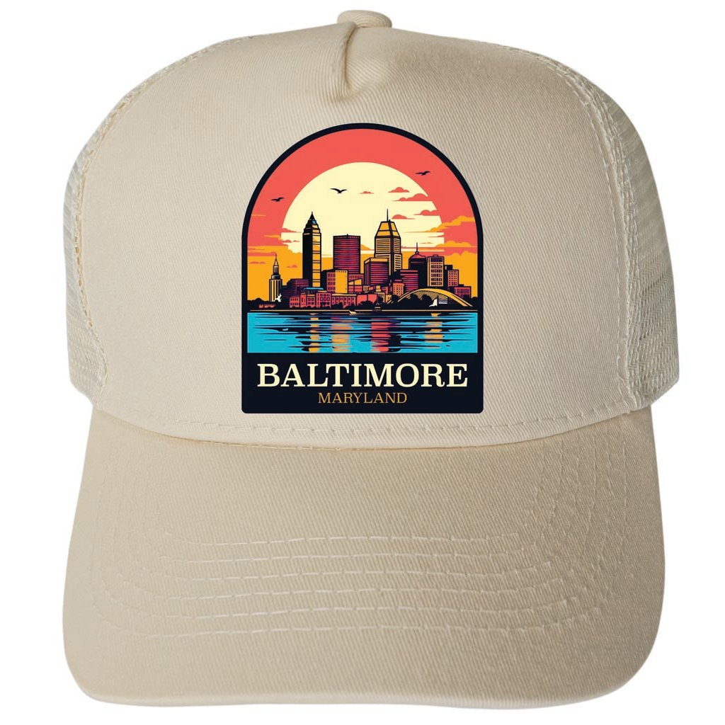 Baltimore Maryland Design C Unisex Mesh Back Trucker Hat with Adjustable Snapback Image 3