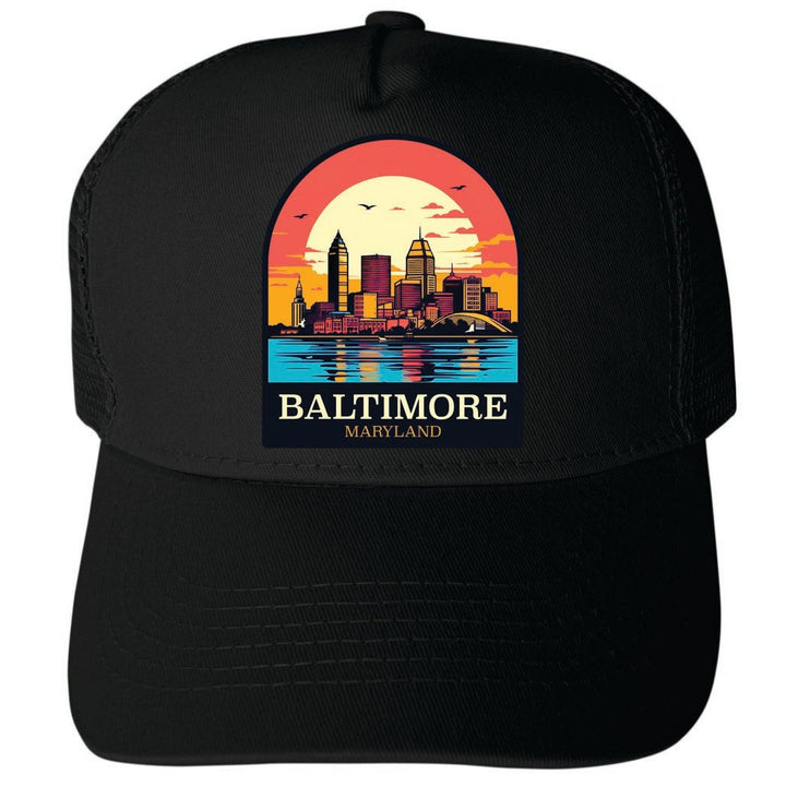 Baltimore Maryland Design C Unisex Mesh Back Trucker Hat with Adjustable Snapback Image 4