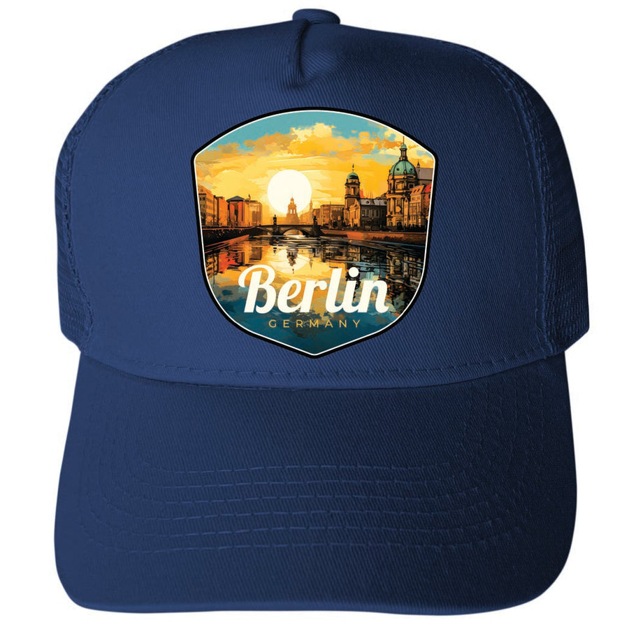 Berlin Germany Design C Unisex Mesh Back Trucker Hat with Adjustable Snapback Image 1