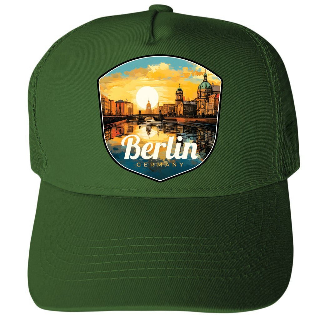 Berlin Germany Design C Unisex Mesh Back Trucker Hat with Adjustable Snapback Image 2