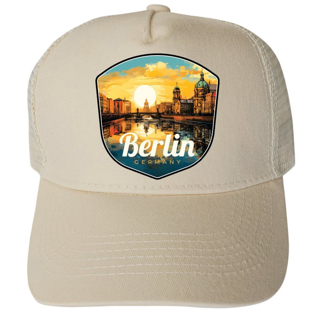 Berlin Germany Design C Unisex Mesh Back Trucker Hat with Adjustable Snapback Image 3