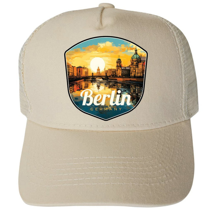 Berlin Germany Design C Unisex Mesh Back Trucker Hat with Adjustable Snapback Image 1