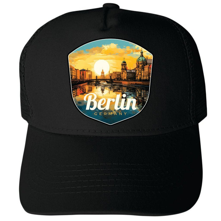 Berlin Germany Design C Unisex Mesh Back Trucker Hat with Adjustable Snapback Image 4