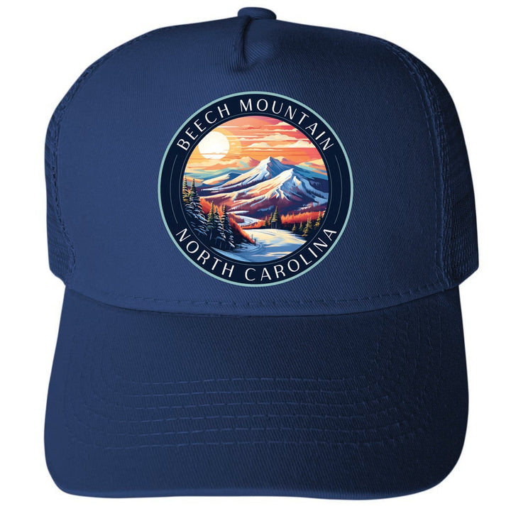 Beech Mountain North Carolina Design B Unisex Mesh Back Trucker Hat with Adjustable Snapback Image 1