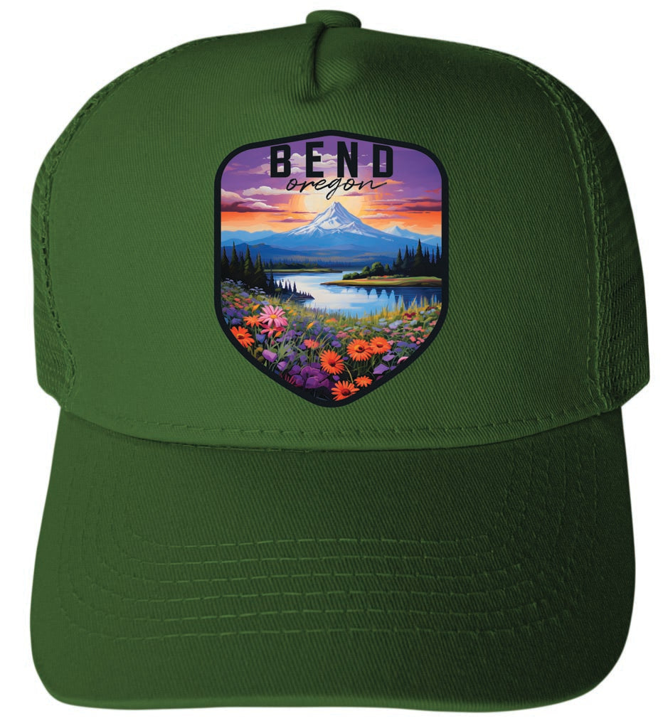 Bend Oregon Design A Unisex Mesh Back Trucker Hat with Adjustable Snapback Image 1