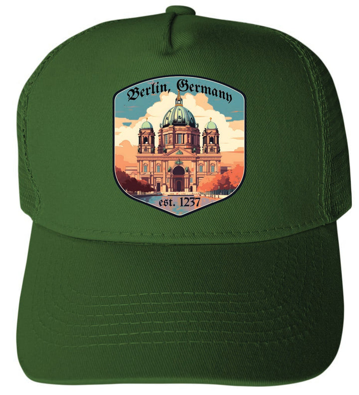 Berlin Germany Design B Unisex Mesh Back Trucker Hat with Adjustable Snapback Image 1