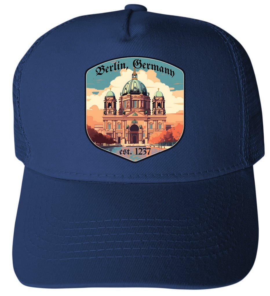 Berlin Germany Design B Unisex Mesh Back Trucker Hat with Adjustable Snapback Image 2