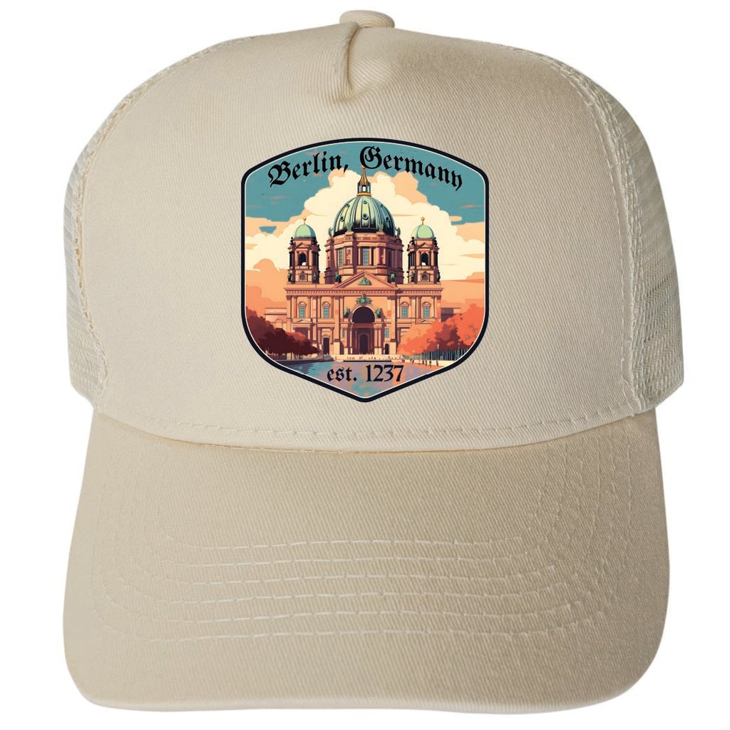 Berlin Germany Design B Unisex Mesh Back Trucker Hat with Adjustable Snapback Image 4