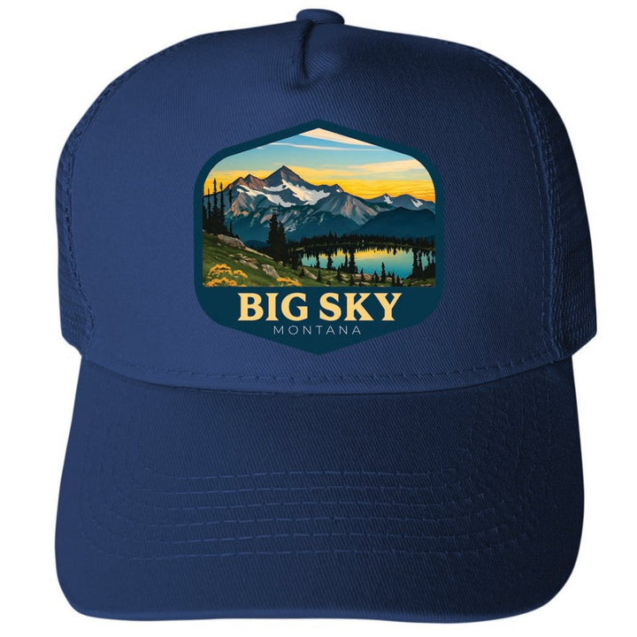 Big Sky Montana Design D Unisex Mesh Back Trucker Hat with Adjustable Snapback Image 1