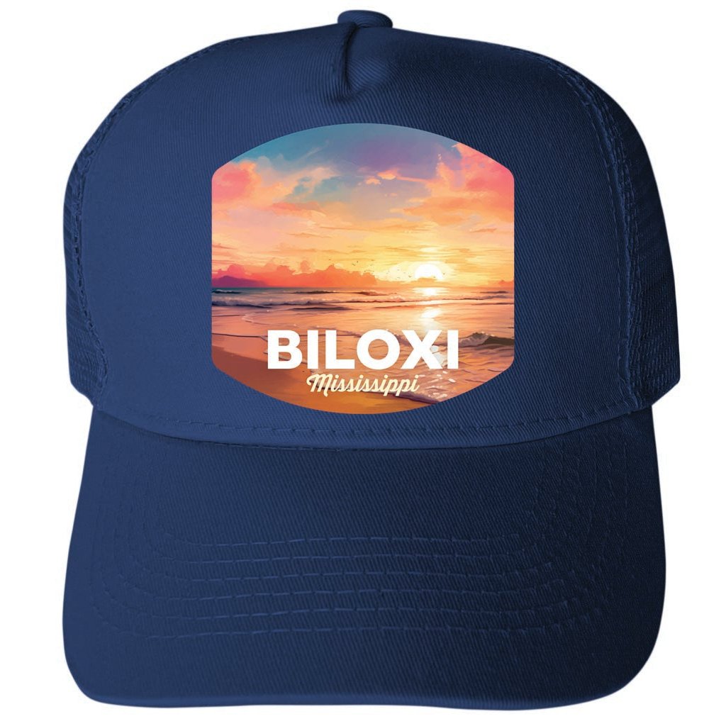 Biloxi Mississippi Design B Unisex Mesh Back Trucker Hat with Adjustable Snapback Image 1