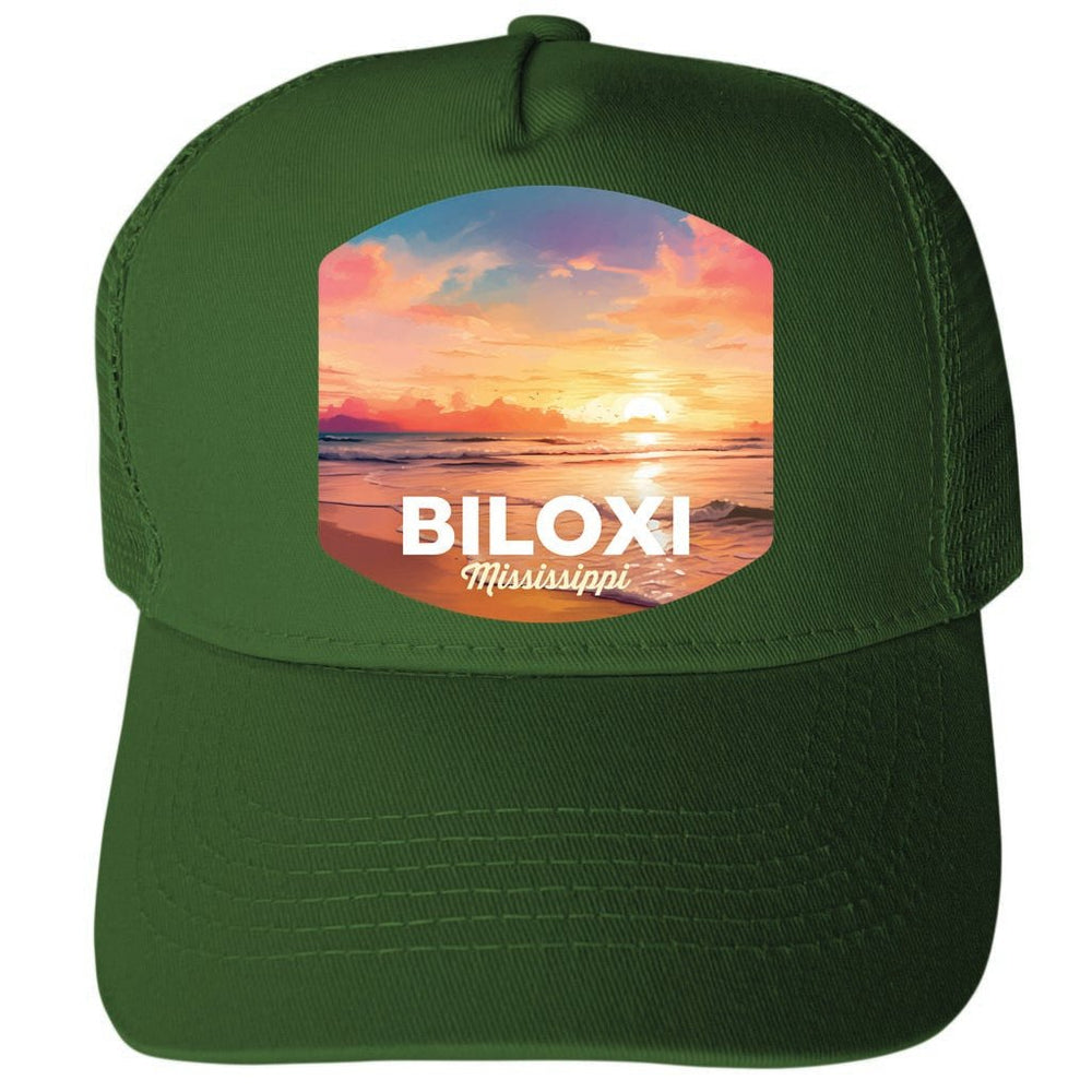 Biloxi Mississippi Design B Unisex Mesh Back Trucker Hat with Adjustable Snapback Image 2