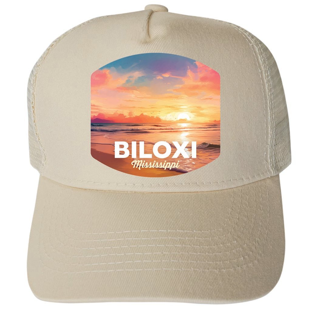 Biloxi Mississippi Design B Unisex Mesh Back Trucker Hat with Adjustable Snapback Image 3