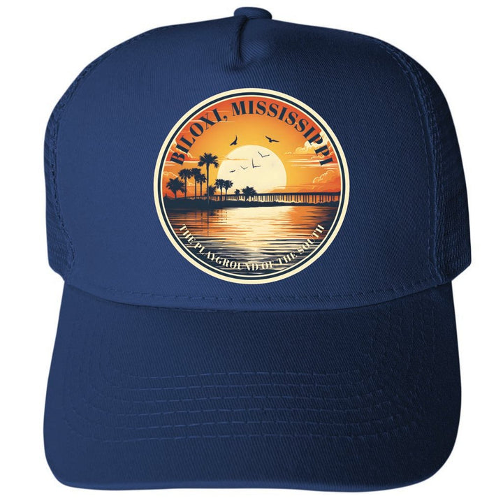 Biloxi Mississippi Design A Unisex Mesh Back Trucker Hat with Adjustable Snapback Image 2