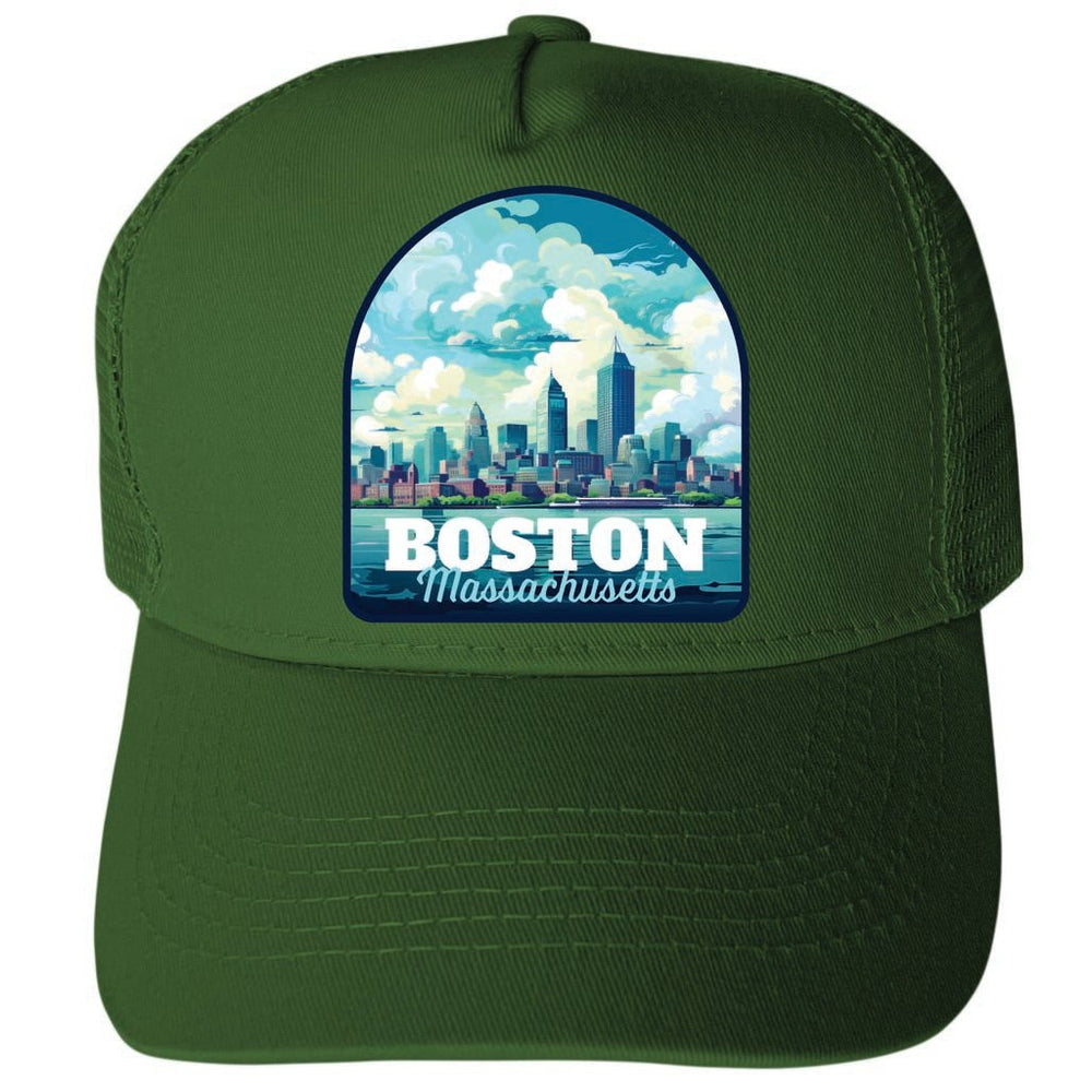 Boston Massachussetts Design A Unisex Mesh Back Trucker Hat with Adjustable Snapback Image 2