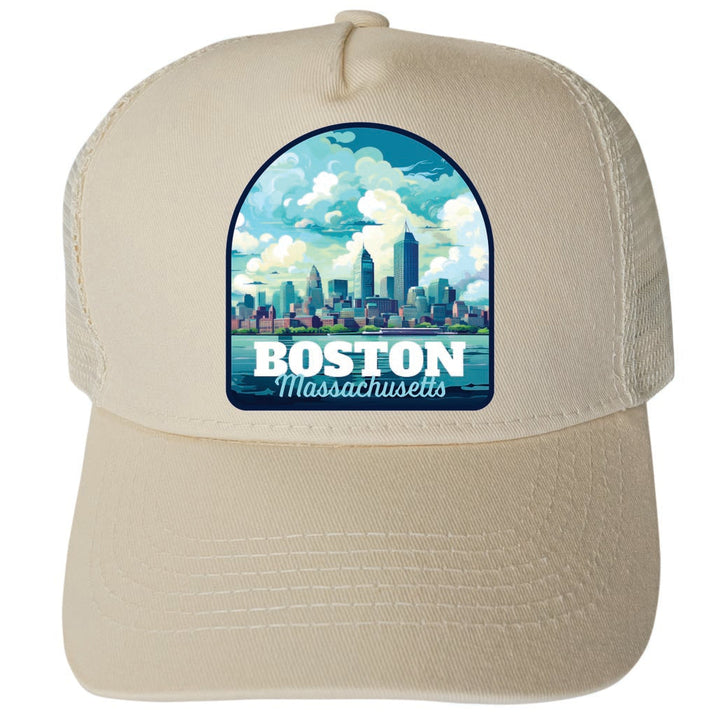 Boston Massachussetts Design A Unisex Mesh Back Trucker Hat with Adjustable Snapback Image 3