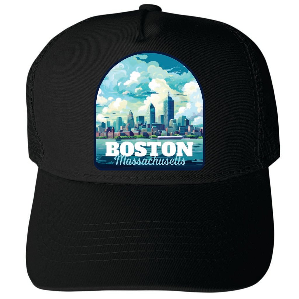 Boston Massachussetts Design A Unisex Mesh Back Trucker Hat with Adjustable Snapback Image 4