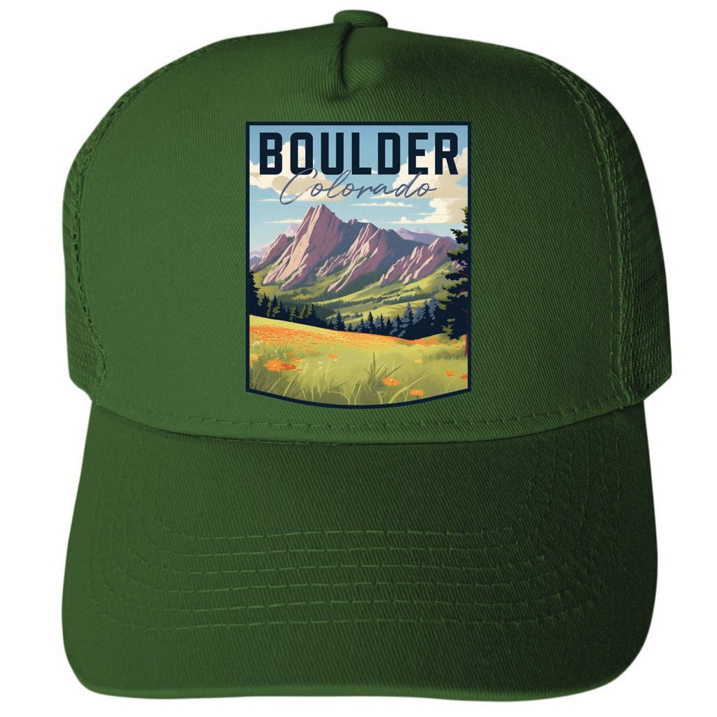 Boulder Colorado Bear Peak Design Unisex Mesh Back Trucker Hat with Adjustable Snapback Image 2