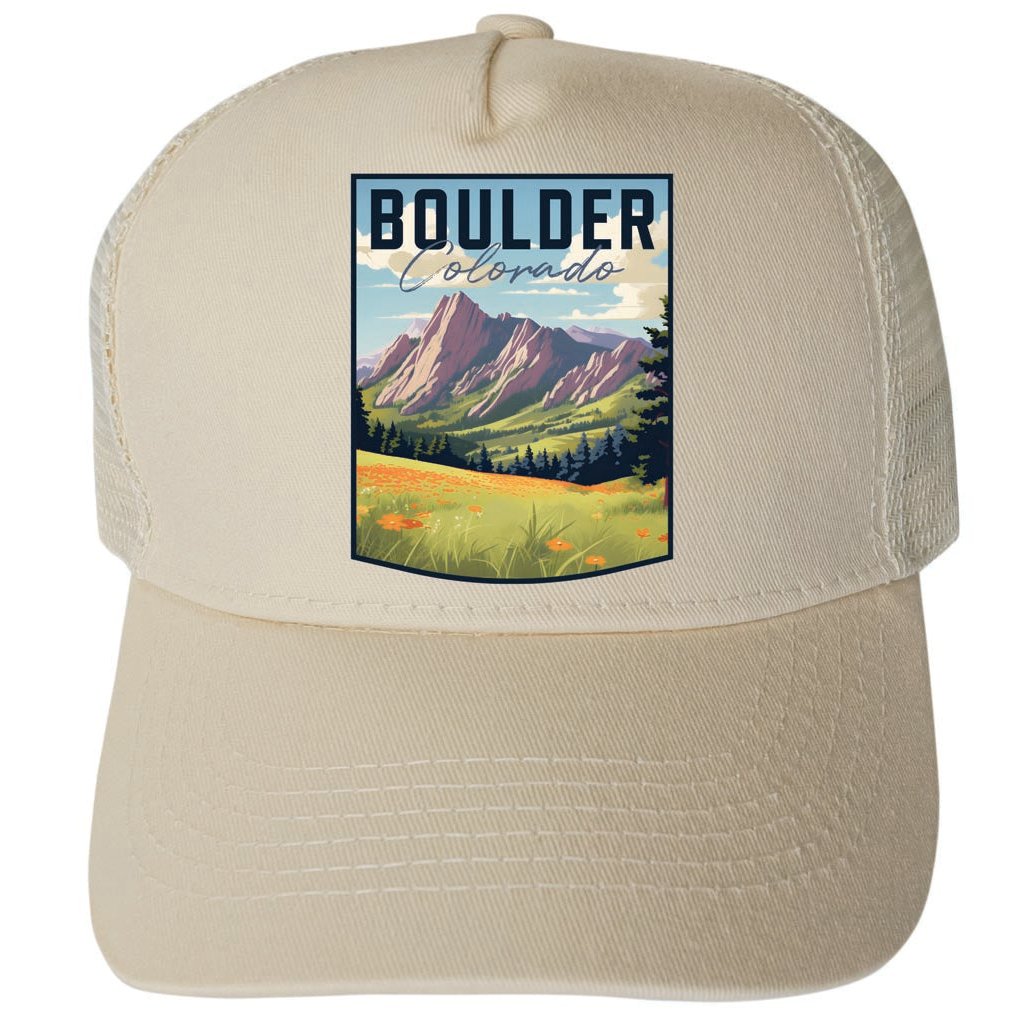 Boulder Colorado Bear Peak Design Unisex Mesh Back Trucker Hat with Adjustable Snapback Image 3