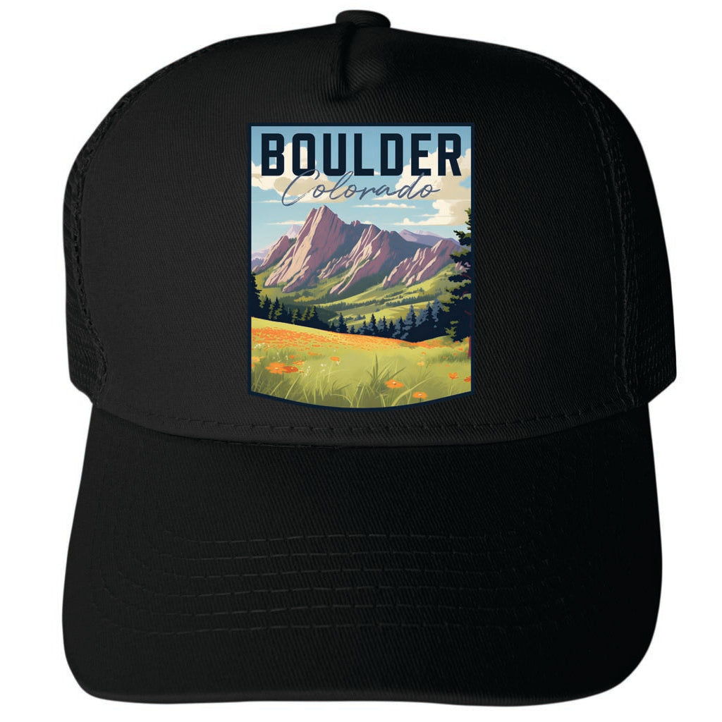 Boulder Colorado Bear Peak Design Unisex Mesh Back Trucker Hat with Adjustable Snapback Image 4