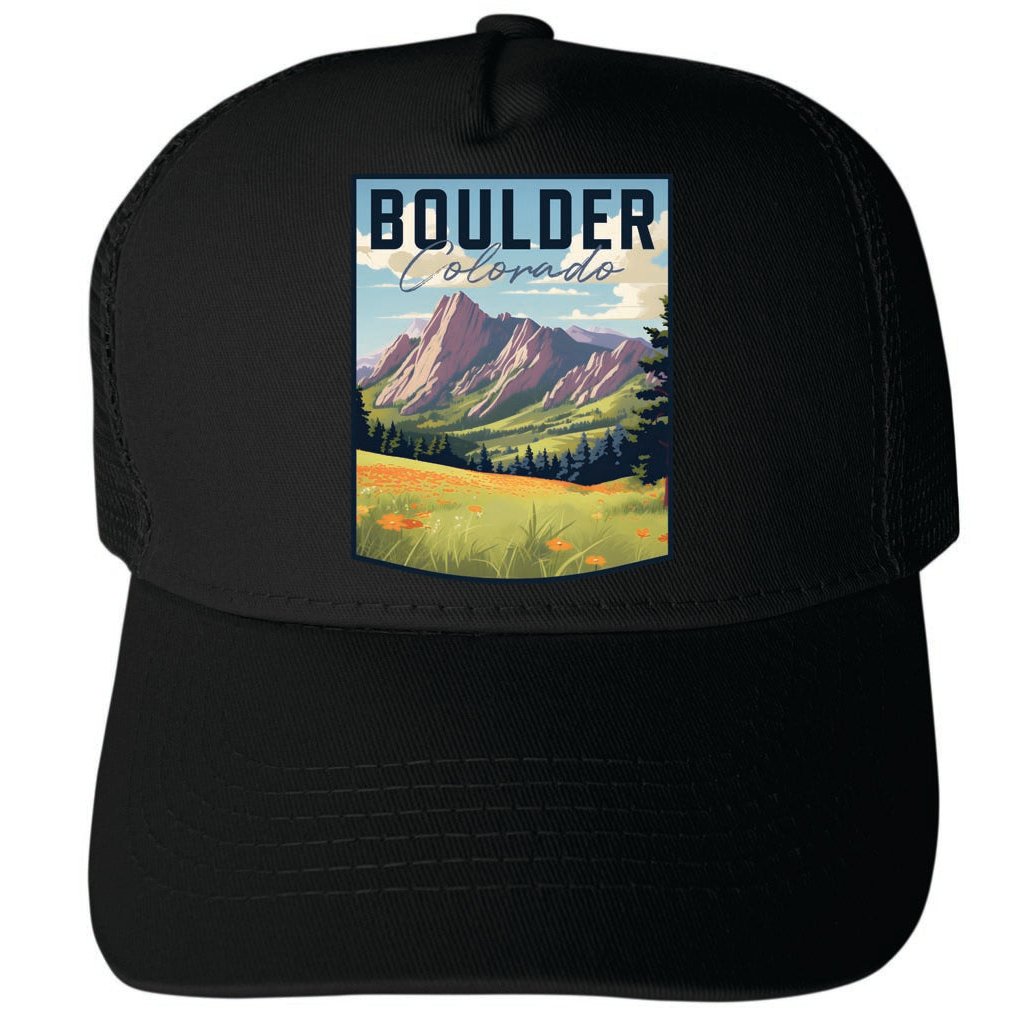 Boulder Colorado Bear Peak Design Unisex Mesh Back Trucker Hat with Adjustable Snapback Image 1